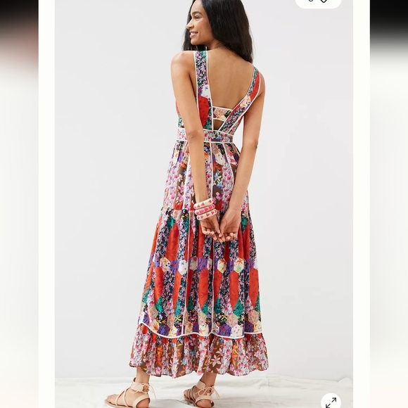 NWT Anthropologie Bhanuni By Jyoti Square Neck Maxi Dress Size 4 Garden Party - Picture 2 of 16